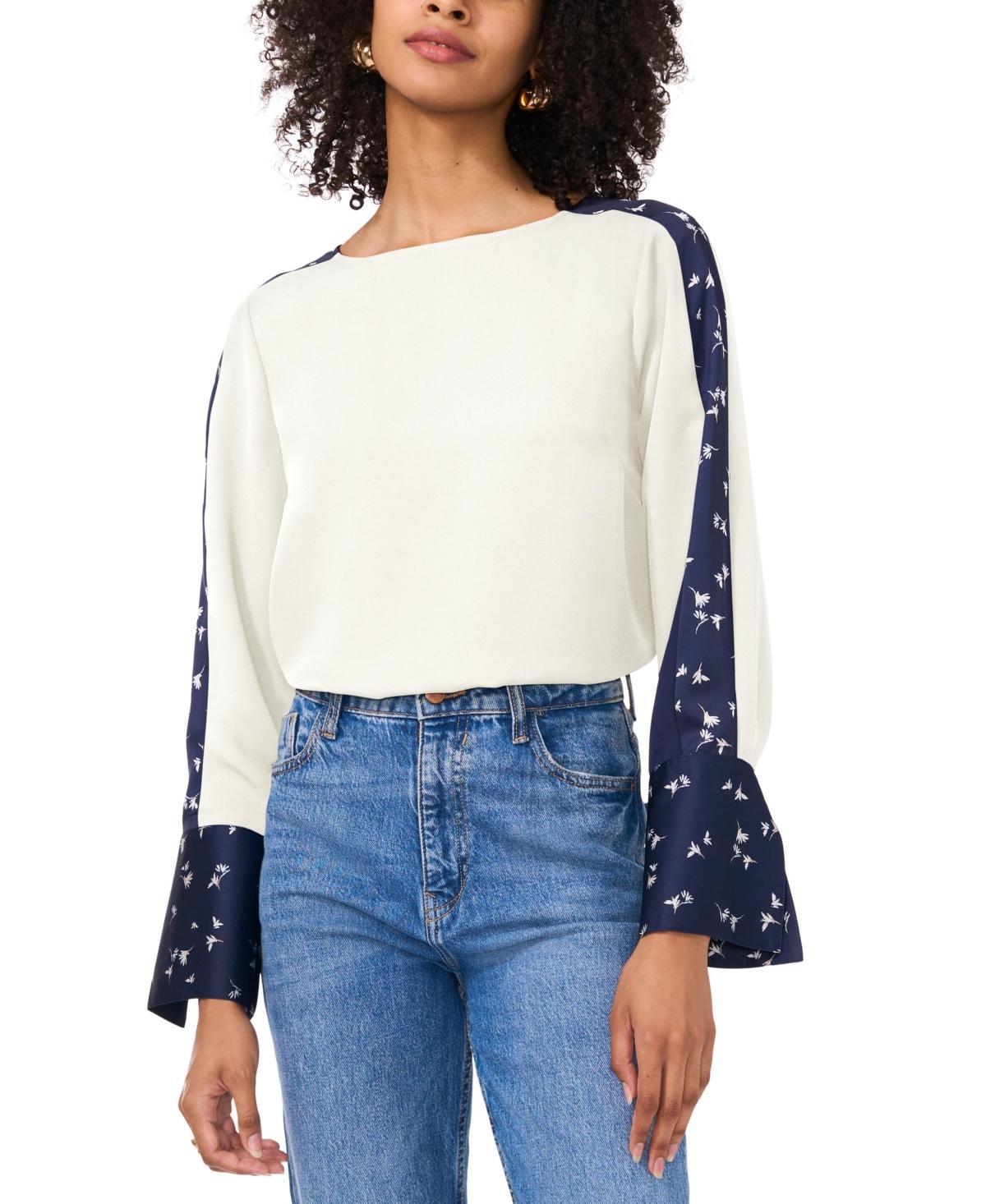 Vince Camuto Womens Mixed-Media Crewneck Top Product Image