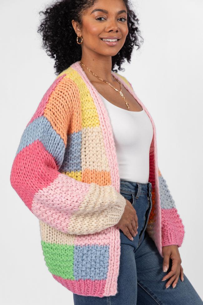 Still Deciding Pink Multi Color Block Cardigan FINAL SALE Product Image