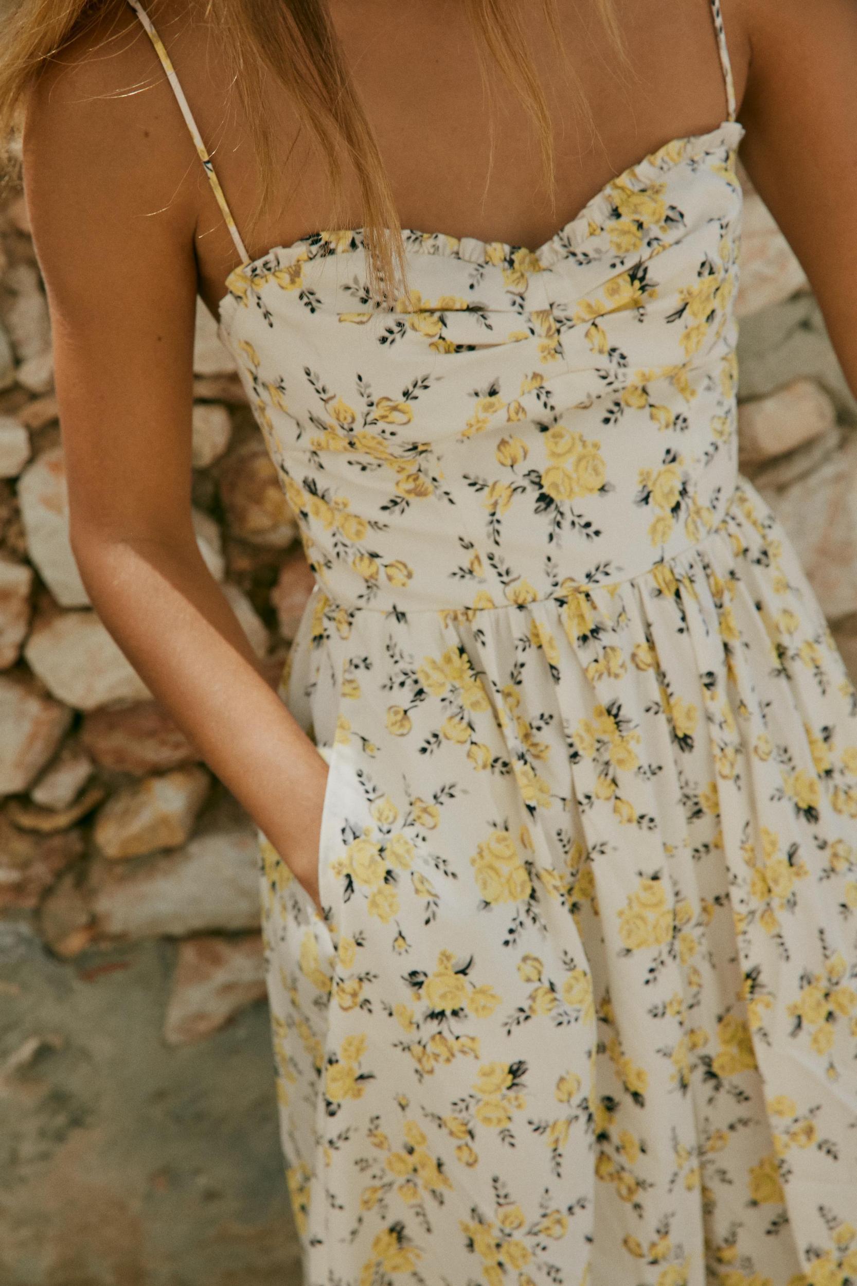FLORAL PRINT POPLIN MIDI DRESS Product Image