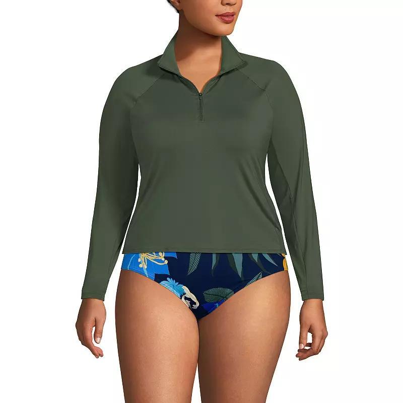 Plus Size Lands' End Long Sleeve Quarter Zip UPF 50 Swim Top, Women's, Size: 1XL, Icy Mint Green Product Image