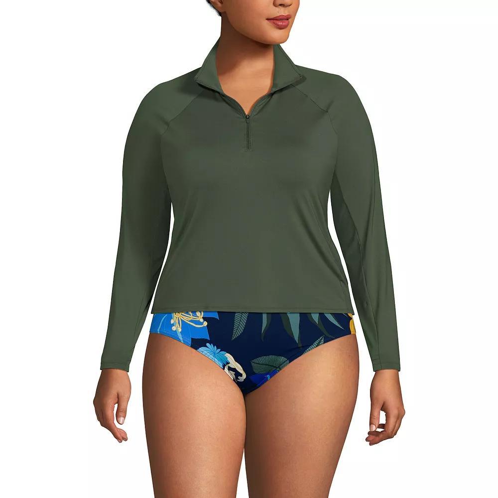 Plus Size Lands' End Long Sleeve Quarter Zip UPF 50 Swim Top, Women's, Size: 1XL, Icy Mint Green Product Image