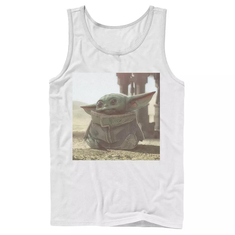 Men's Star Wars The Mandalorian The Child aka Baby Yoda Photograph Tank Top, Size: Small, Blue Product Image