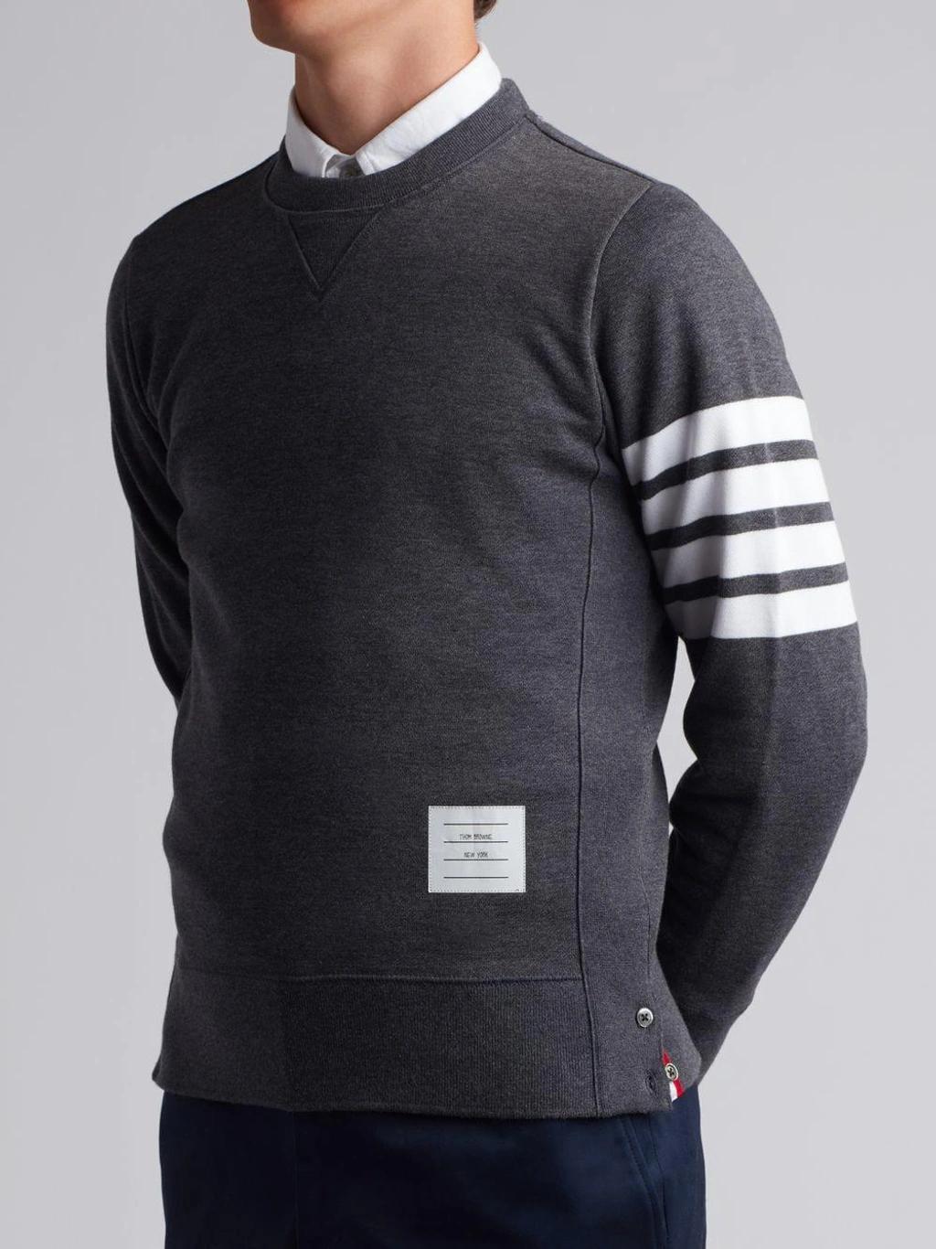 THOM BROWNE Engineered 4-bar Jersey Sweatshirt In Grey Product Image