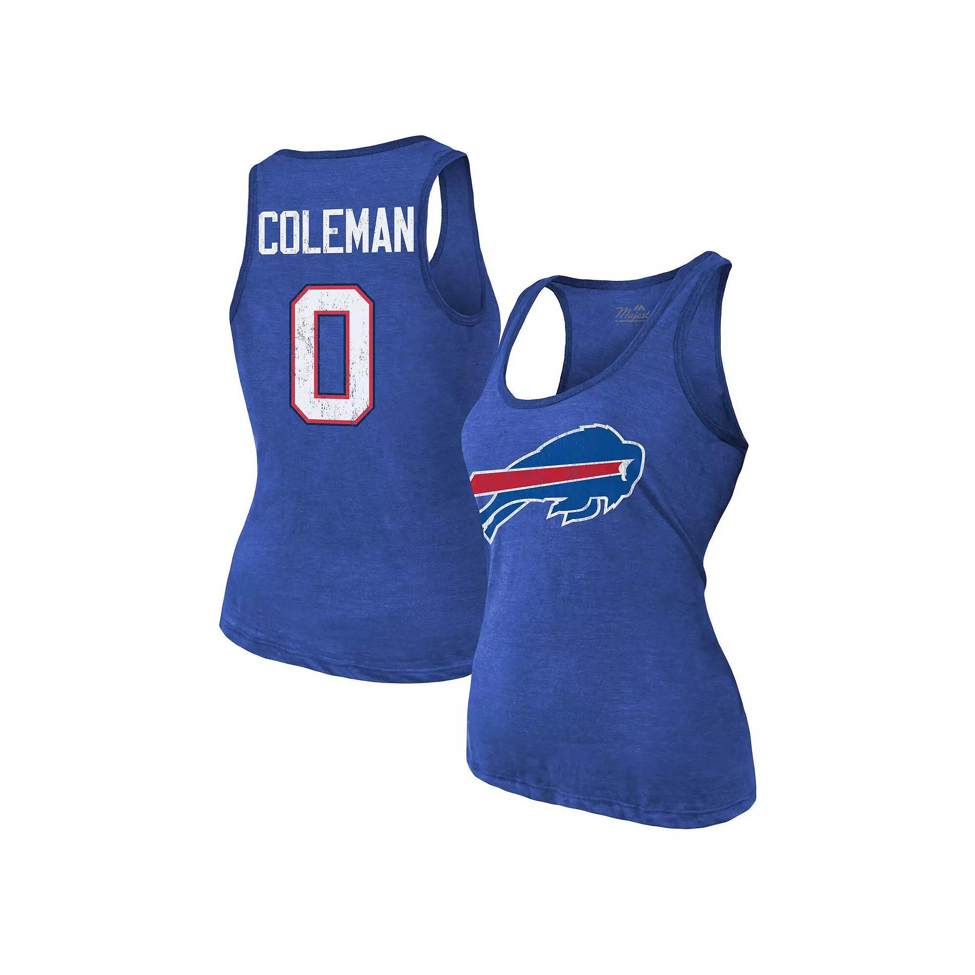 Women's Majestic Threads Keon Coleman Royal Buffalo Bills Name & Number Tri-Blend Scoop Neck Tank Top,  Product Image