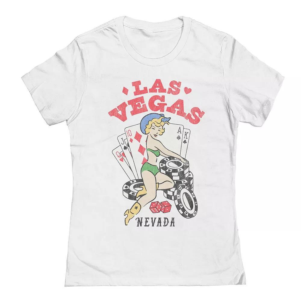 Junior's LAS Vegas NV Pinup Graphic Tee, Girl's, Size: XL, White Product Image