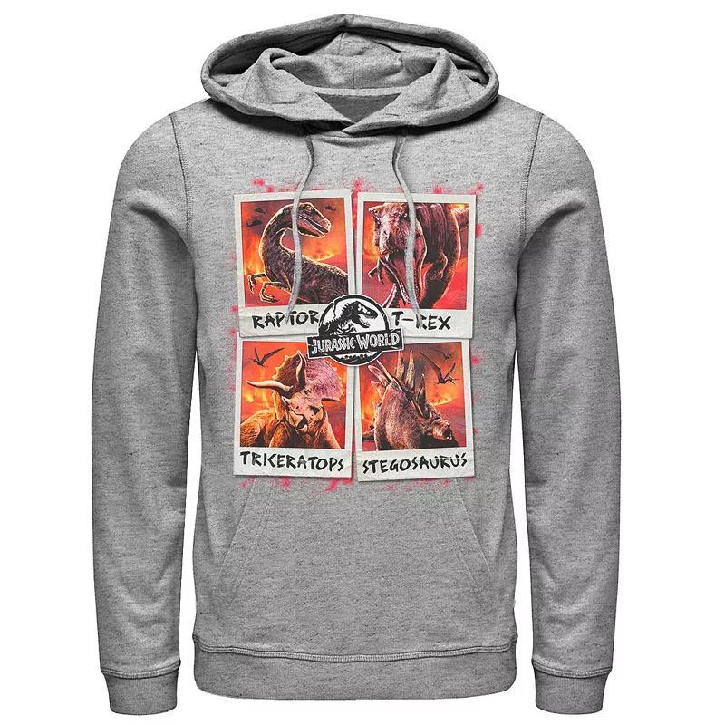 Mens Jurassic World Two Dino Vacation Polaroids Hoodie Athletic Grey Product Image