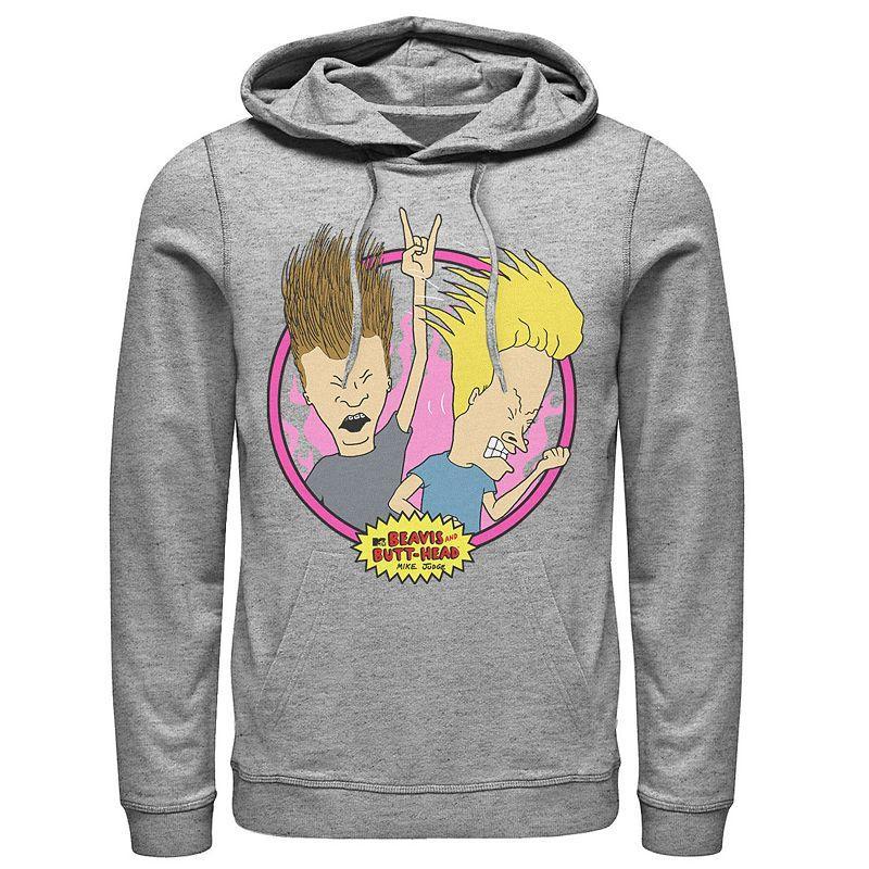 Men's Beavis And Butthead Rock N Roll Circle Portrait Hoodie,  Product Image