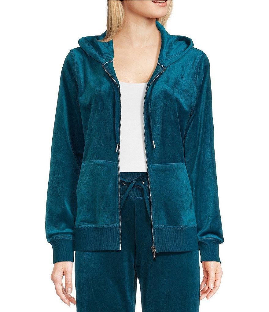 Calvin Klein Velour Zip Front Coordinating Hoodie Jacket Product Image