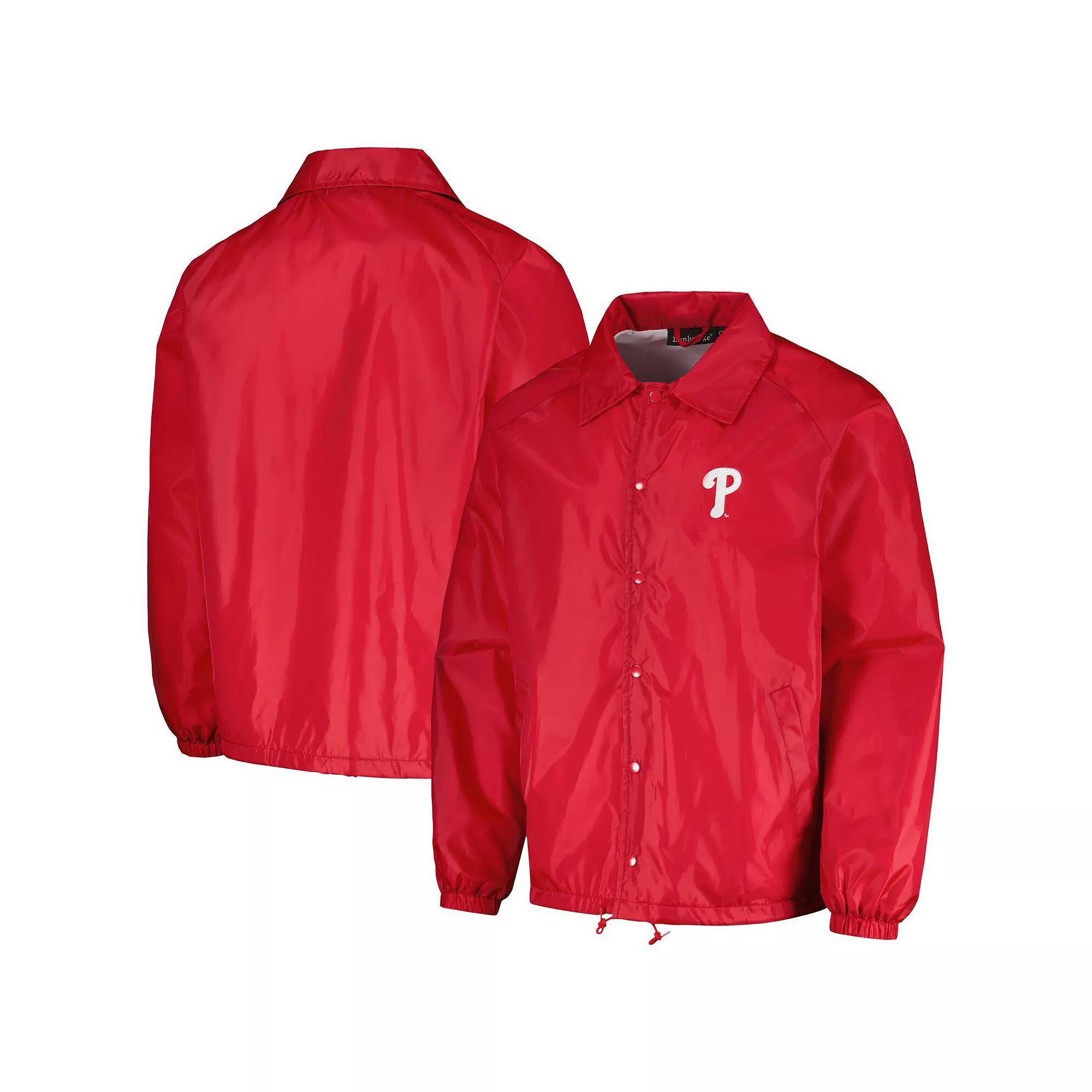Men's Dunbrooke Red Philadelphia Phillies Coach's Raglan Full-Snap Windbreaker Jacket,  Product Image
