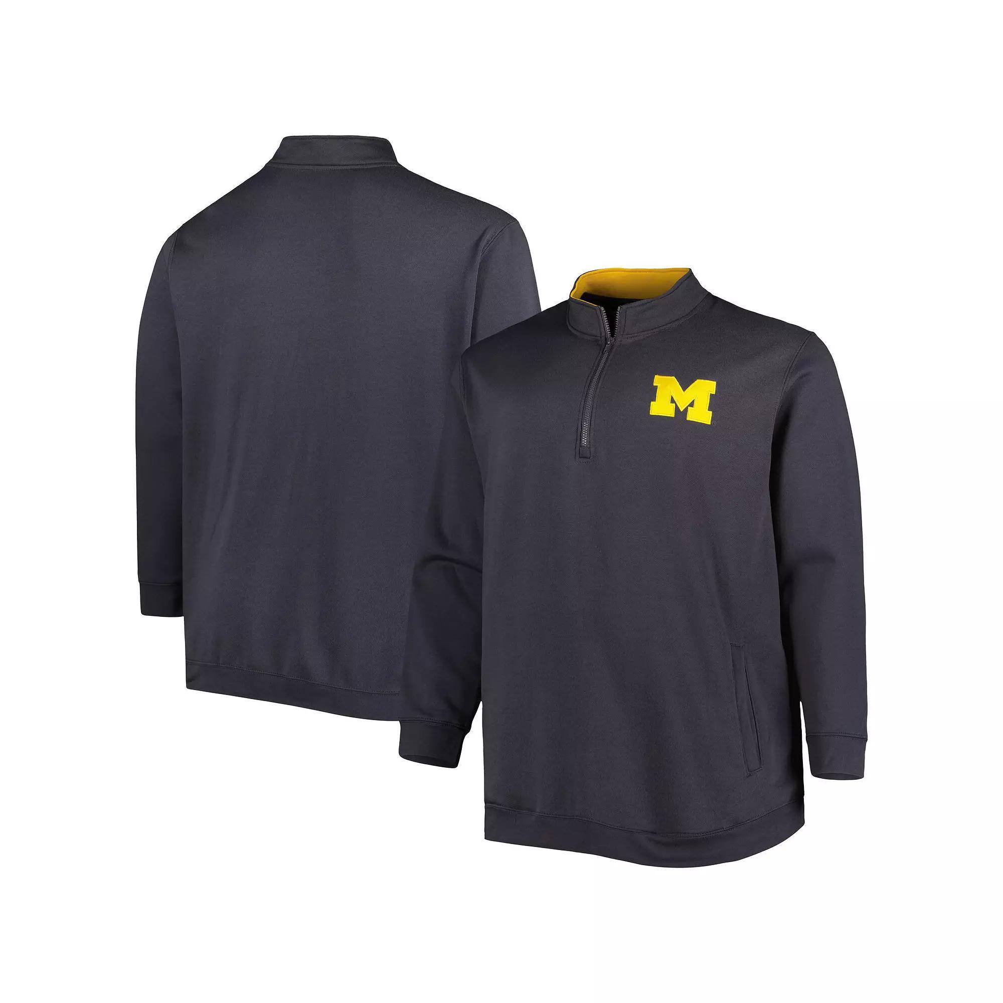 Men's Colosseum Charcoal Michigan Wolverines Big & Tall Tortugas Logo Quarter-Zip Sweatshirt,  Product Image
