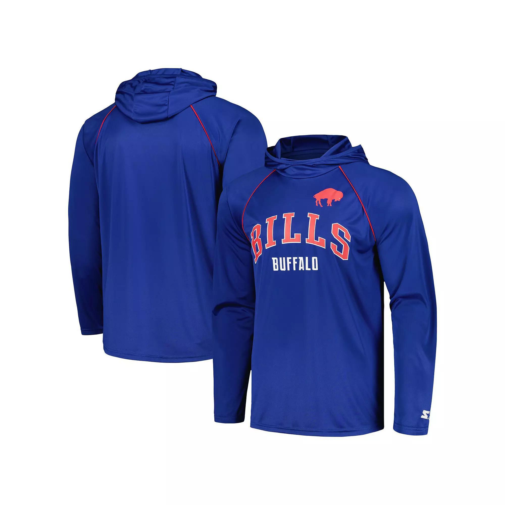 Men's Starter Royal Buffalo Bills Gridiron Classics Throwback Raglan Long Sleeve Hooded T-Shirt, Size: 2XL, Blue Product Image