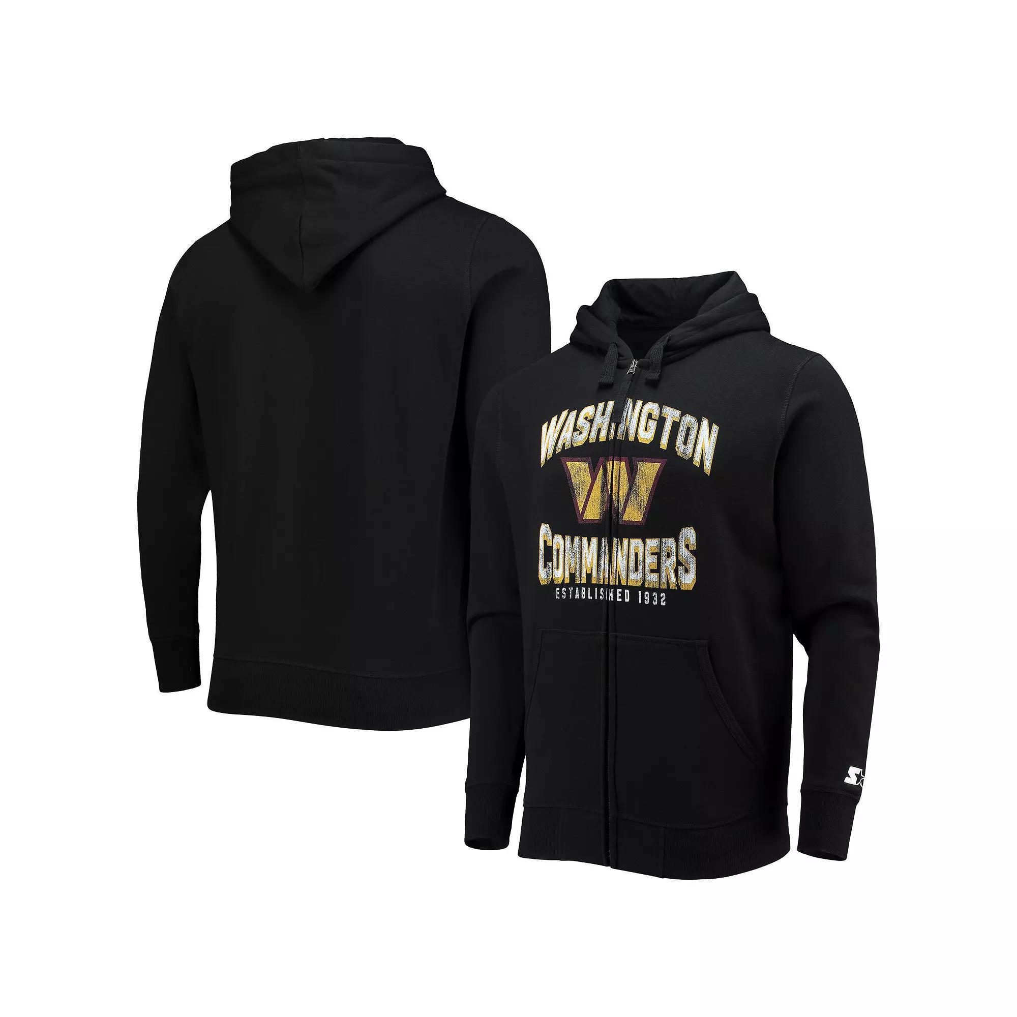 Men's Starter Black Washington Commanders Post-Season Full-Zip Hoodie,  Product Image