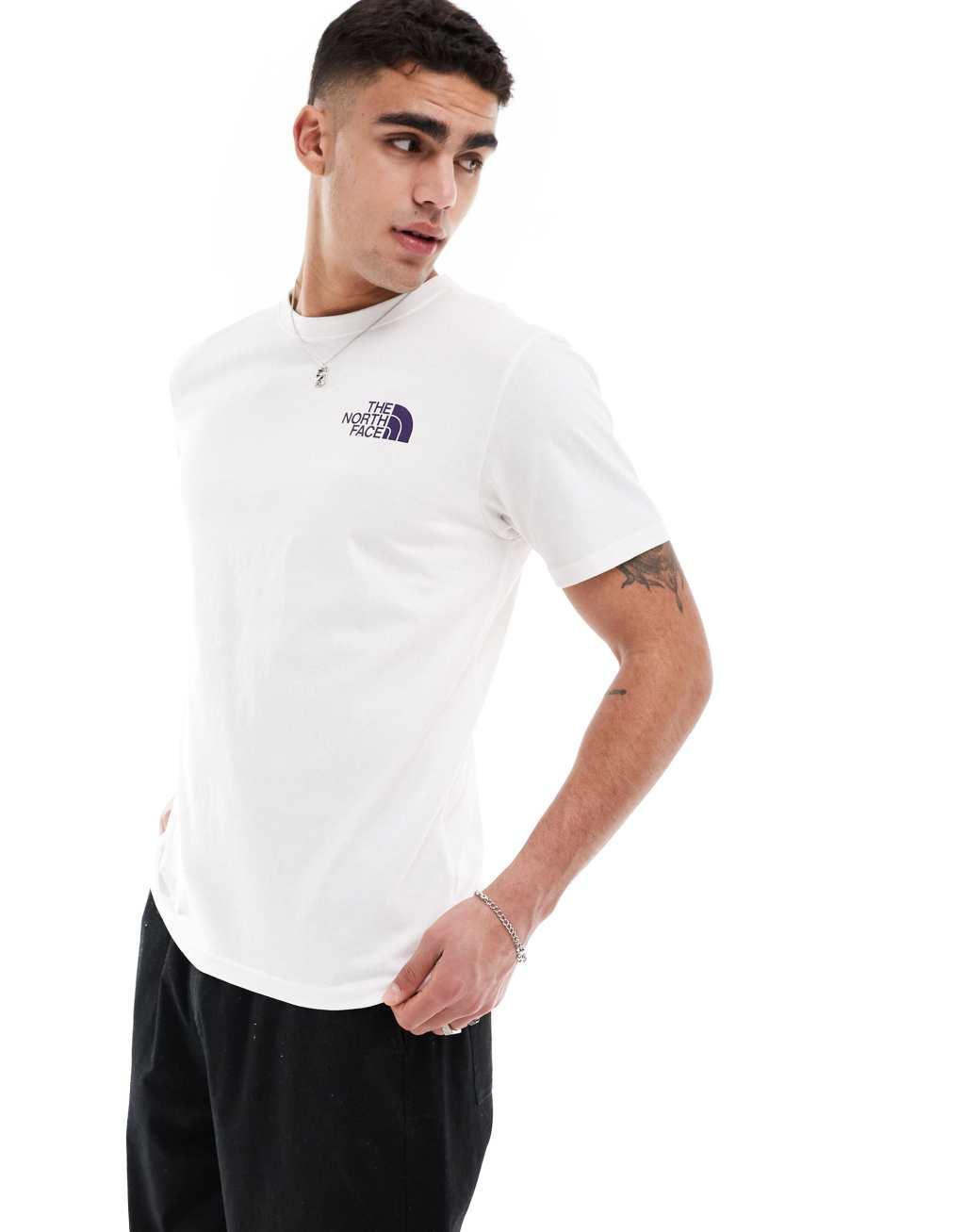 The North Face Box NSE T-shirt with back graphic in white and purple Product Image