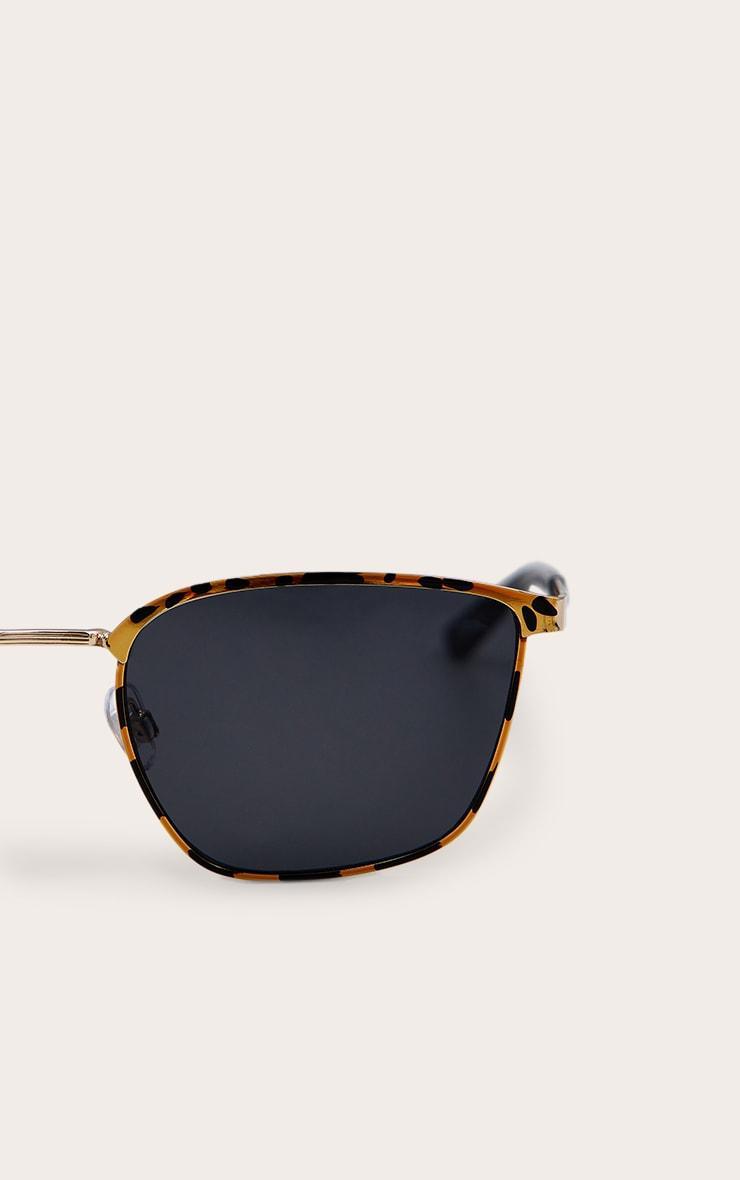 Tortoiseshell Metal Frame Square Bar Sunglasses Product Image