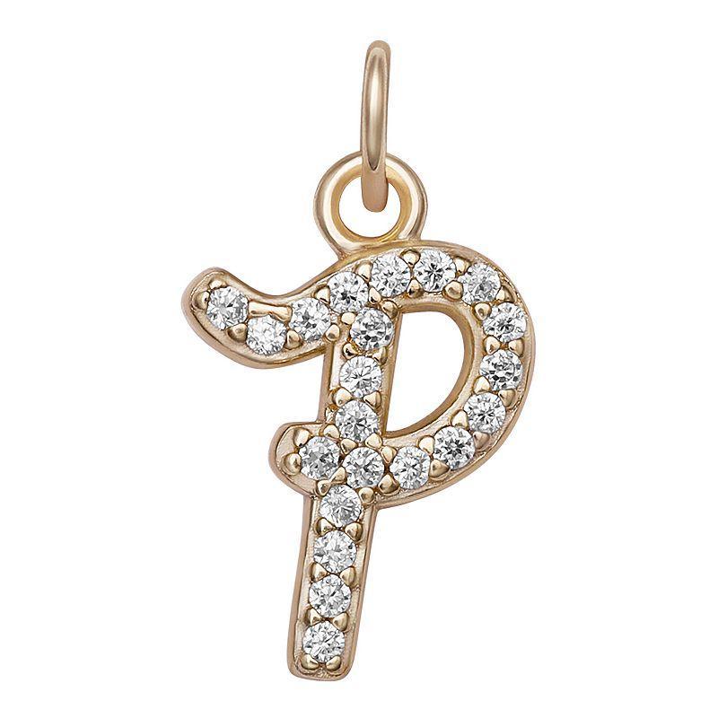 LC Lauren Conrad Sterling Silver Cubic Zirconia Initial Charm, Womens, Sterling Silver X Product Image