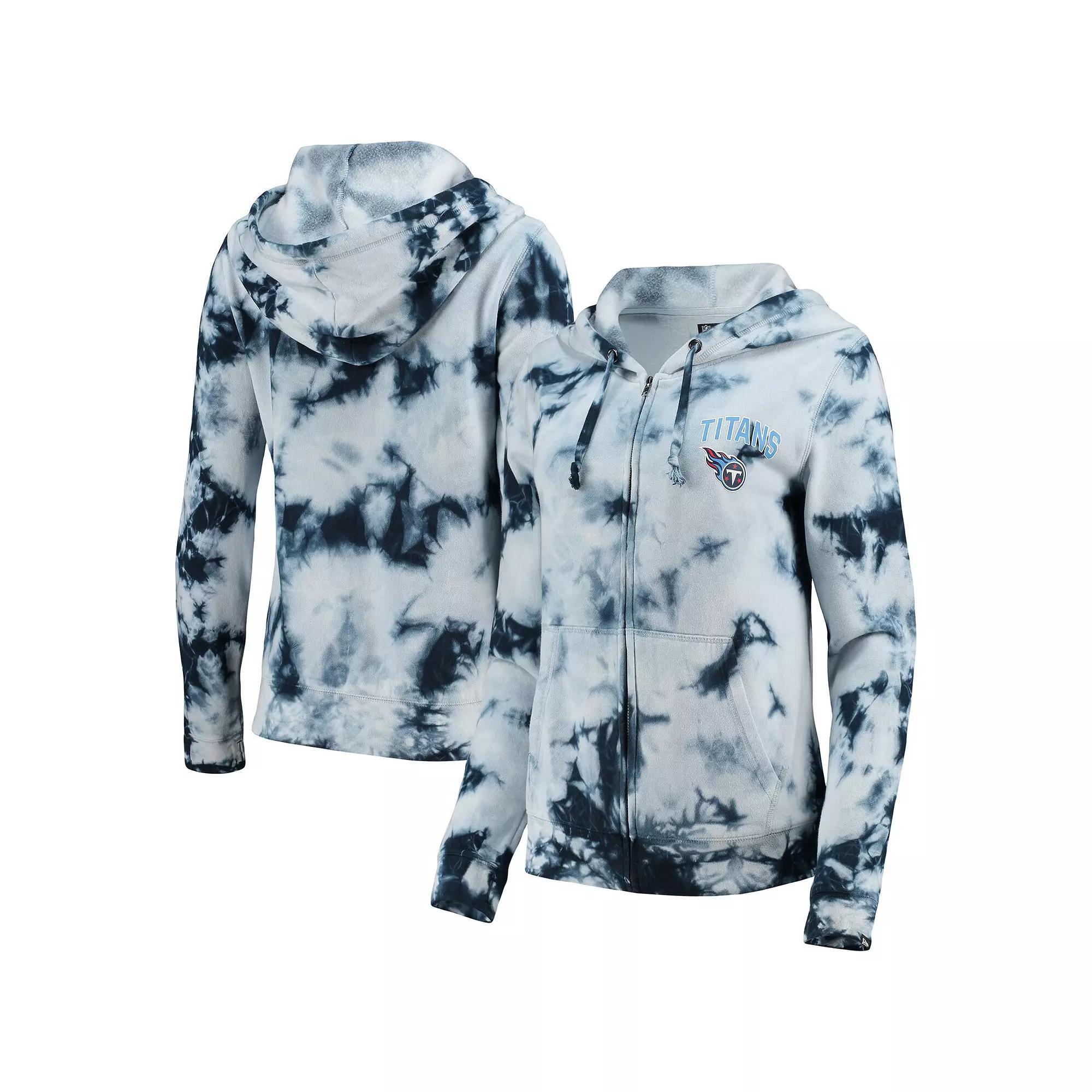 Womens New Era Tennessee Titans Tie-Dye Fleece Full-Zip Hoodie Blue Product Image