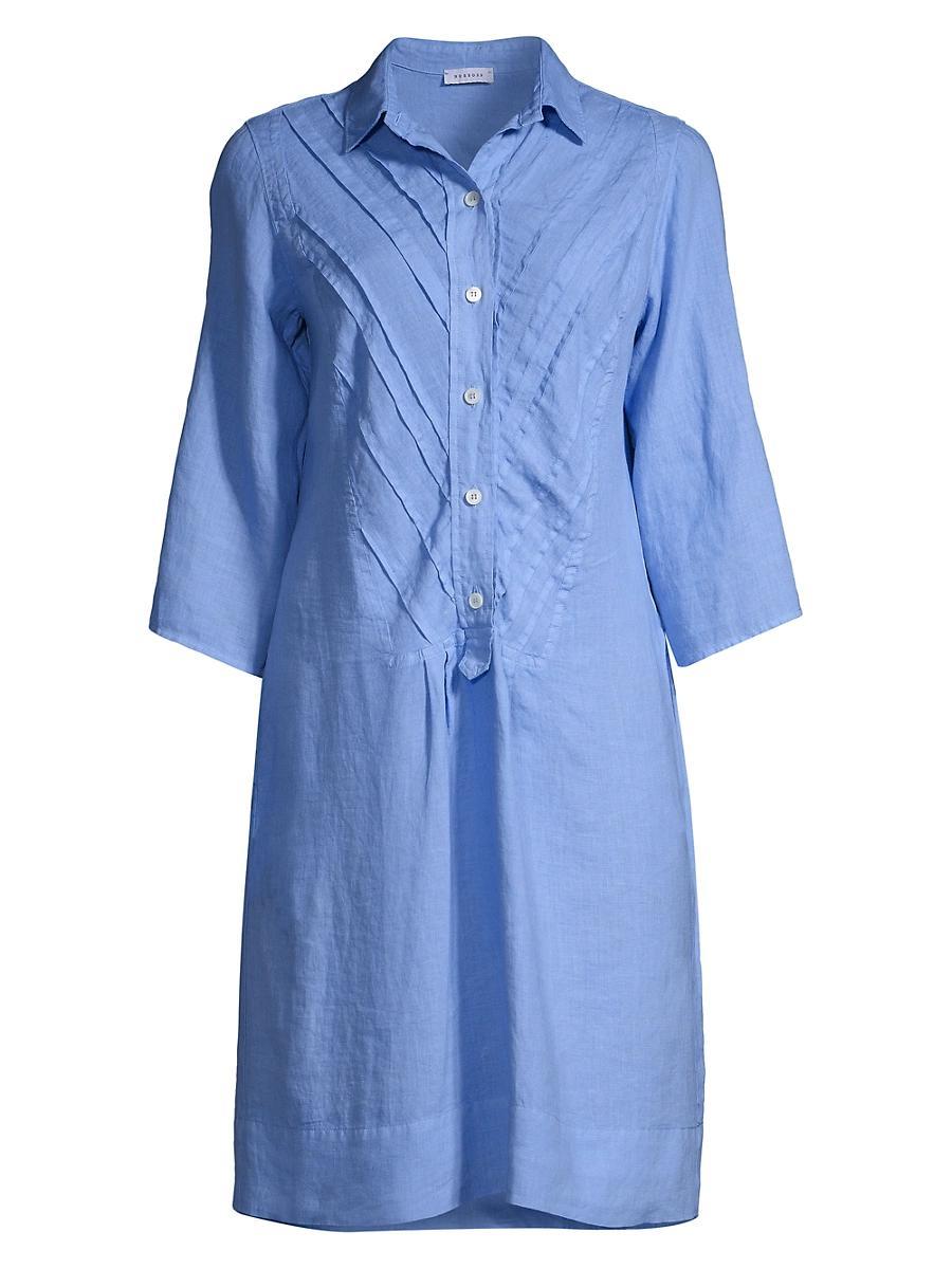 Womens Pintuck Linen Midi Shirtdress Product Image