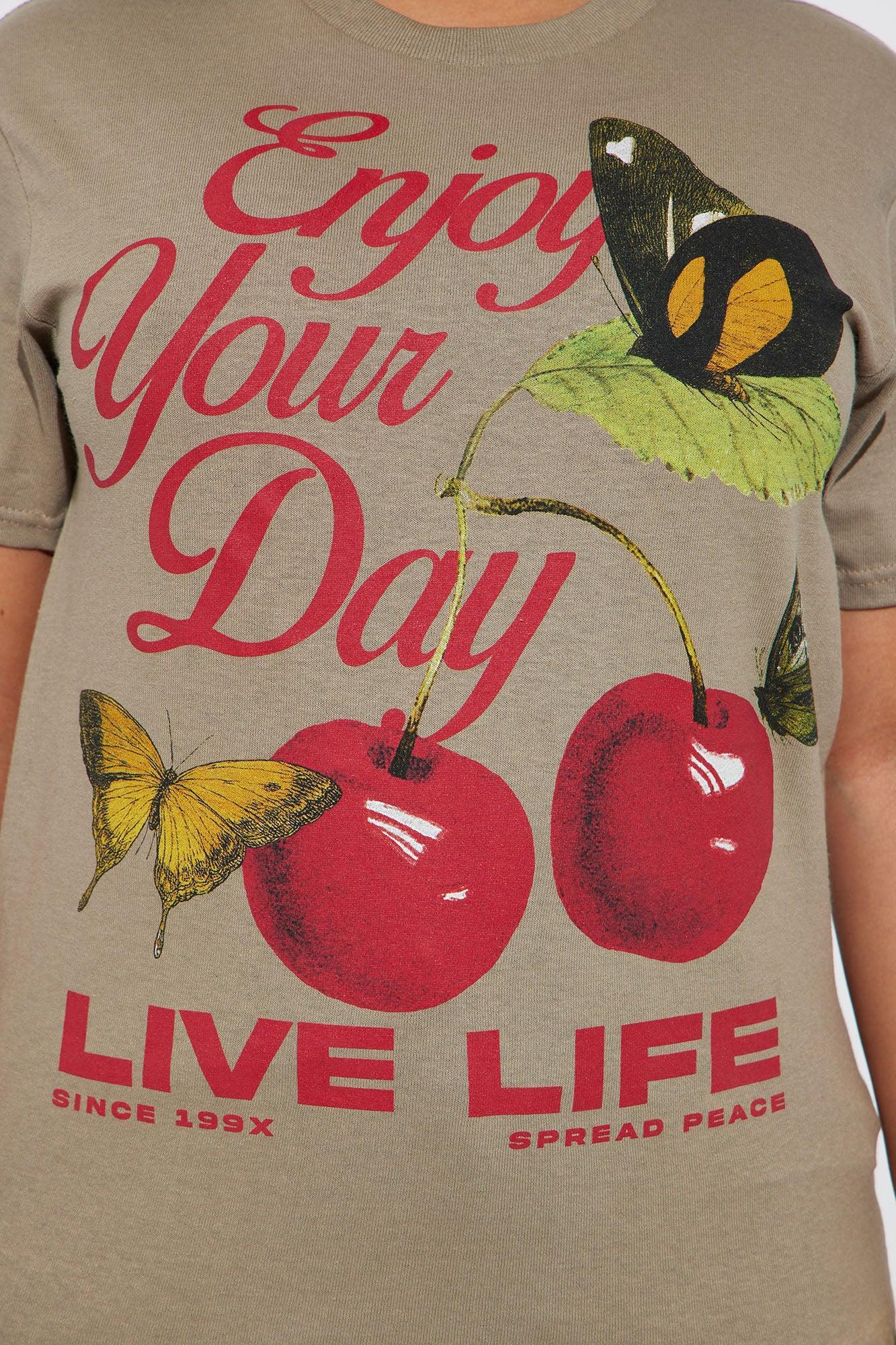 Enjoy Your Day Graphic Tee - Taupe Product Image