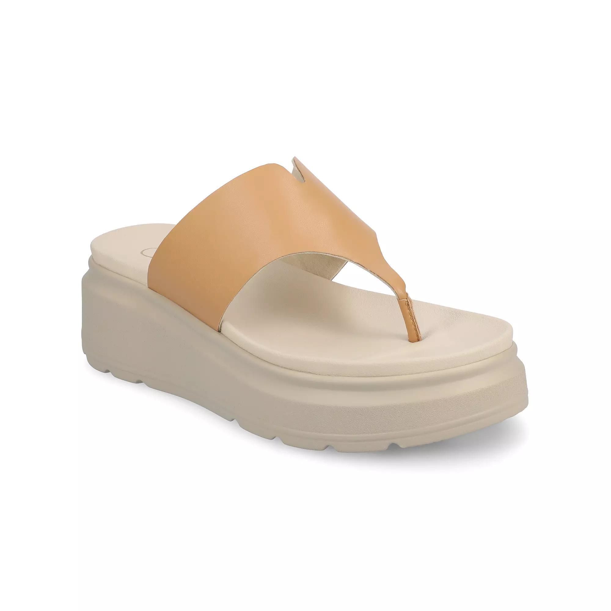 Journee Carah Wedge Thong Flip Flop Womens Sandals Product Image