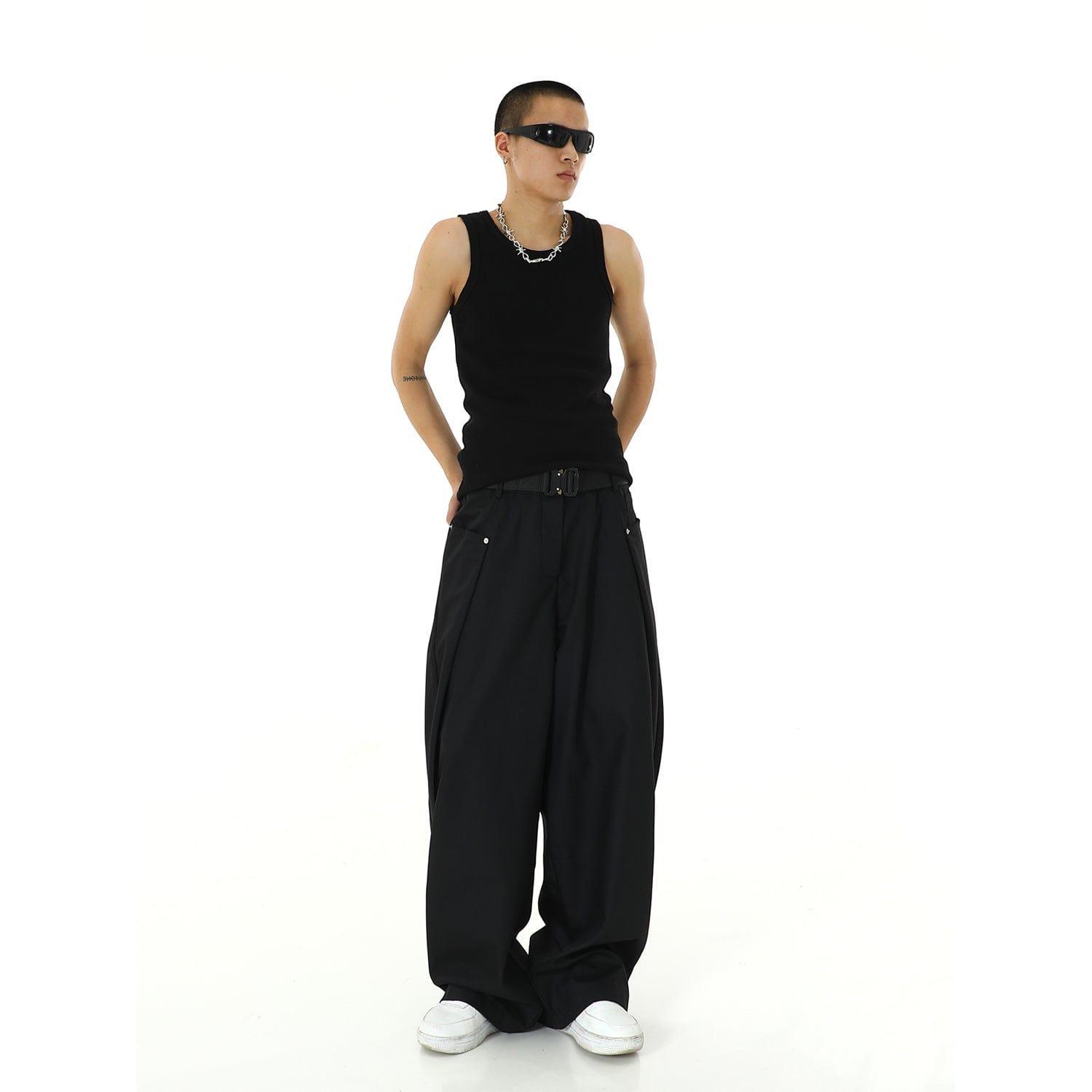 RT No. 9805 FOLDED WIDE STRAIGHT PANTS Product Image