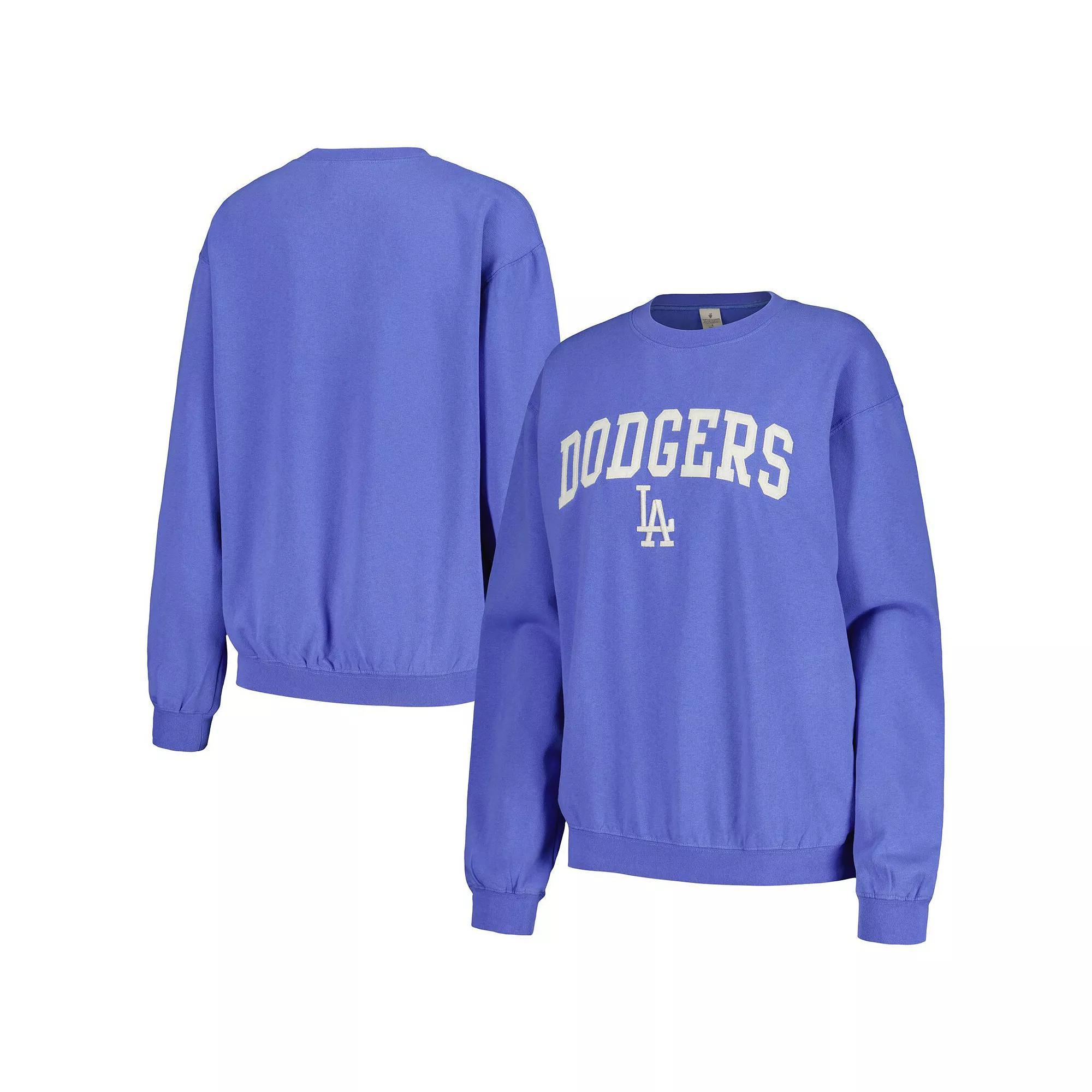 Womens Soft as a Grape Royal Los Angeles Dodgers Pigment Dye Pullover Sweatshirt Product Image