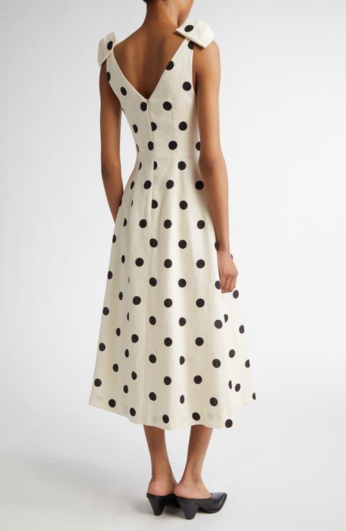 ZIMMERMANN Crush Polka-dot Linen Midi Dress In White Product Image