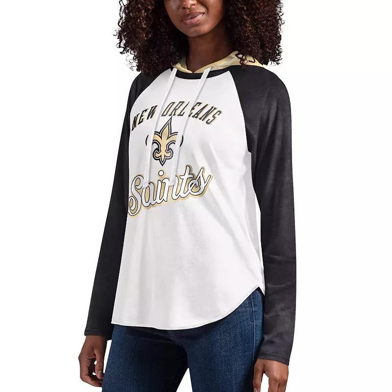 Women's G-III 4Her by Carl Banks White New Orleans Saints MVP Raglan Hooded Long Sleeve T-Shirt, Size: Medium Product Image