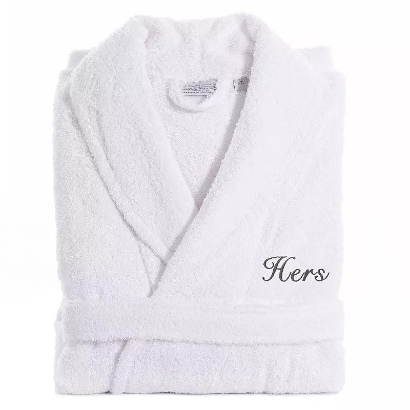 Men's Linum Home Textiles Turkish Cotton Embroidered ''His'' Terry Bathrobe, Size: Large/XS, Gold Product Image