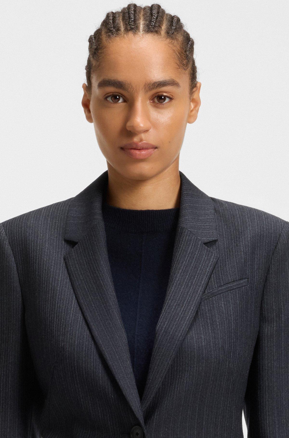 Slim-fit blazer in striped virgin wool Product Image