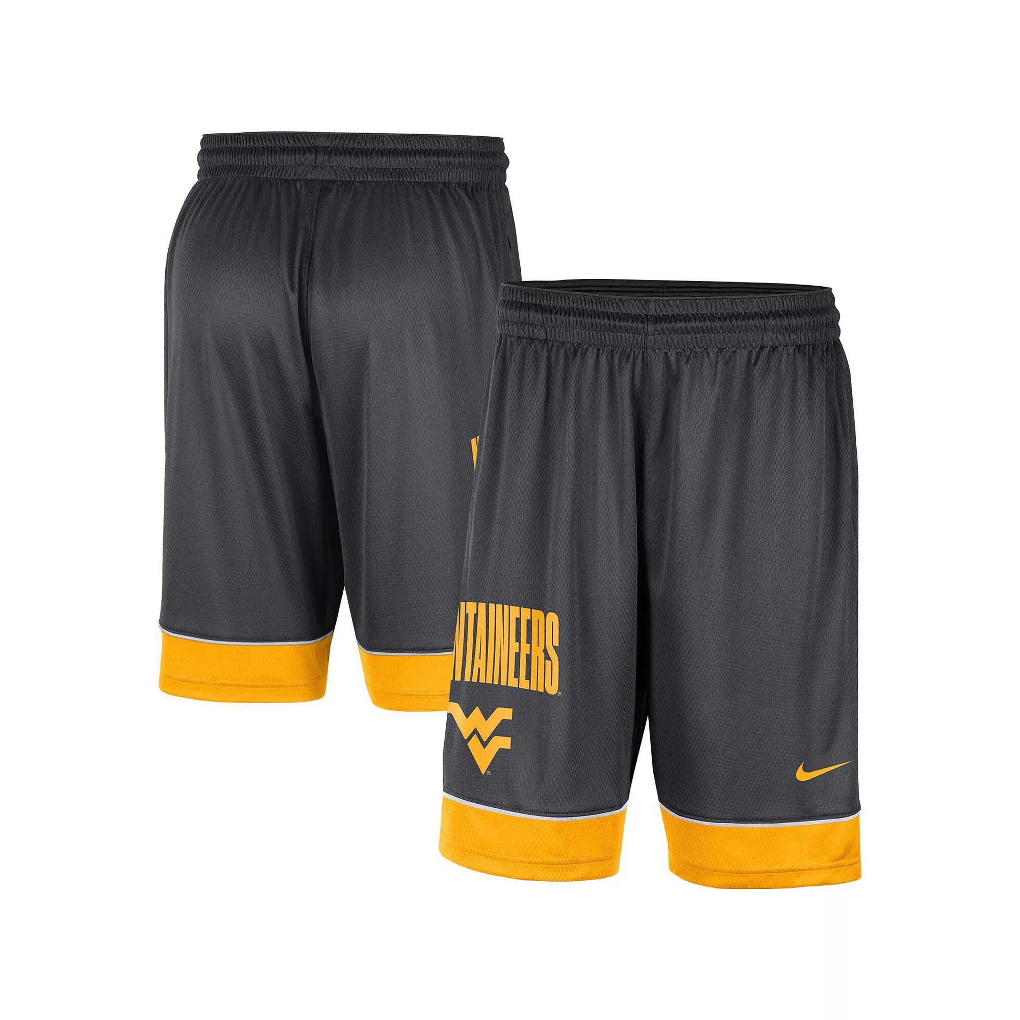 Men's Nike Charcoal/Gold West Virginia Mountaineers Fast Break Shorts, Size: Small Product Image