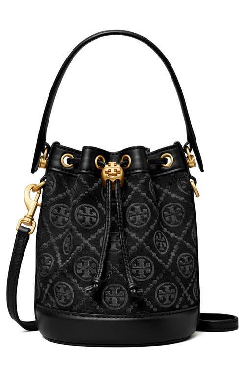 Tory Burch Mini T Monogram Bucket Bag Black One Size Product Image