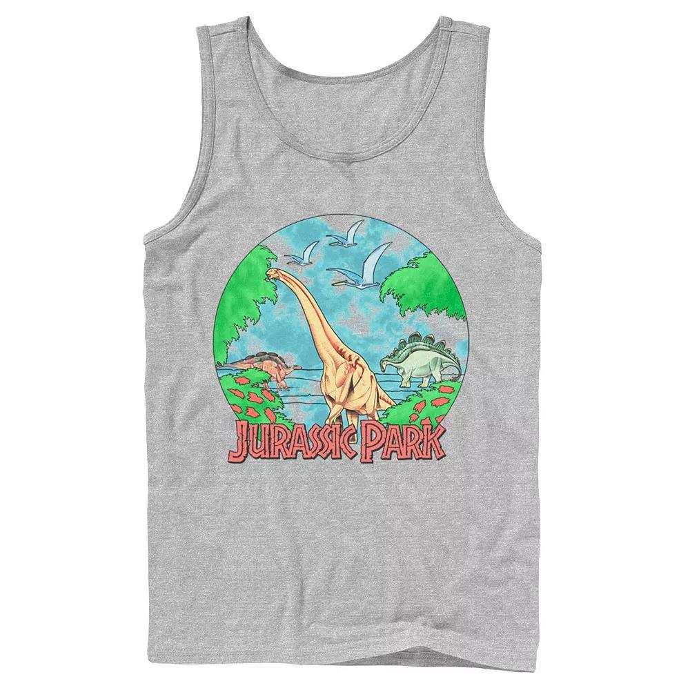 Men's Jurassic Park Retro Globe Watercolor Scene Tank Top,  Product Image
