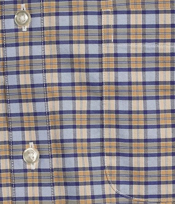 Gold Label Roundtree & Yorke Non-Iron Long Sleeve Small Plaid Pattern Oxford Sport Shirt Product Image