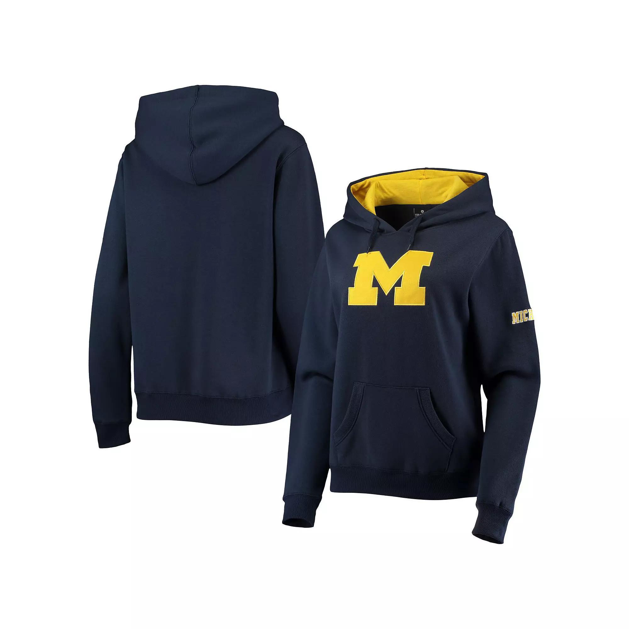 Women's Colosseum Navy Michigan Wolverines Big Logo Team Pullover Hoodie,  Product Image