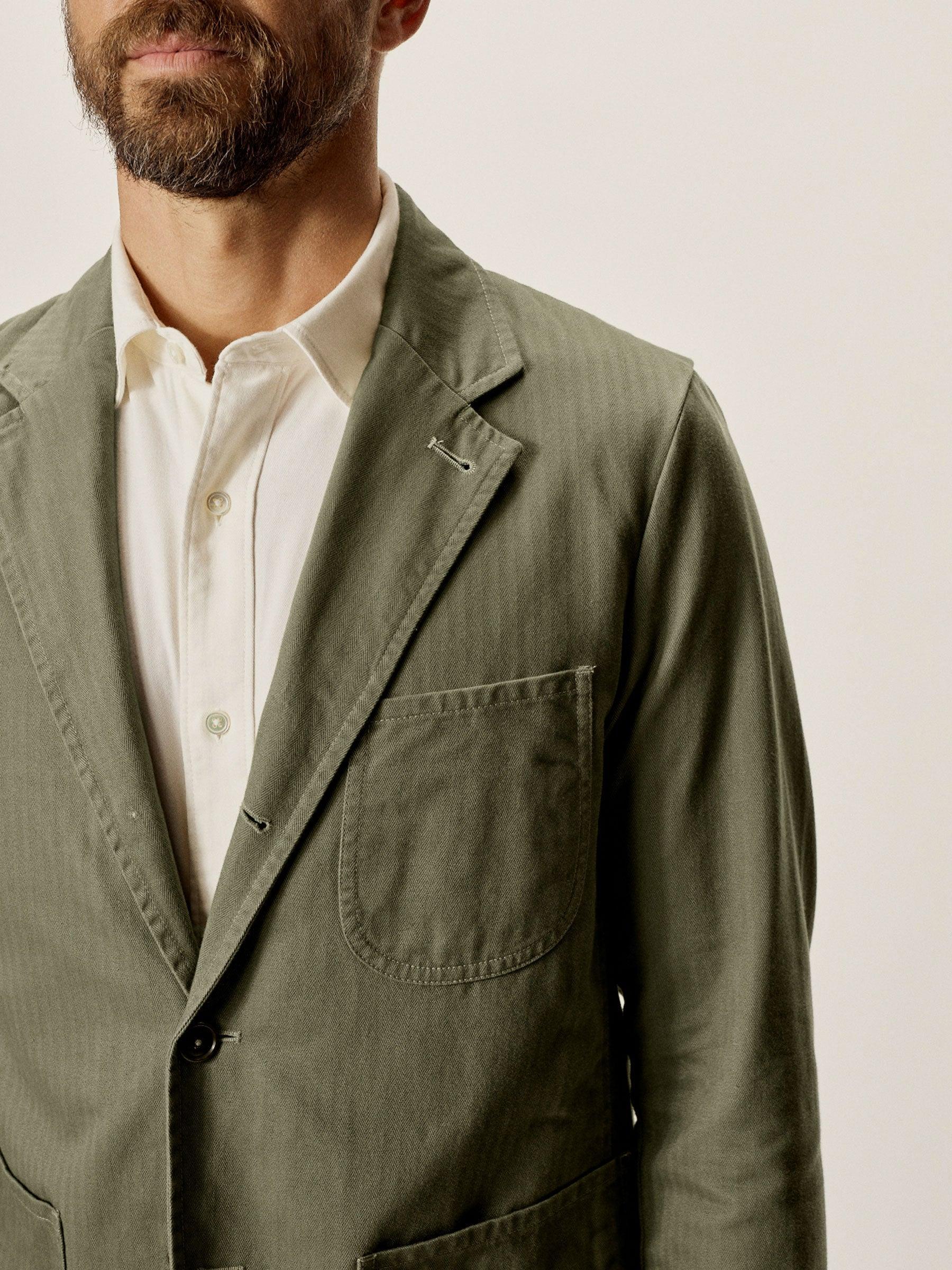 Fatigue Dusty Olive Herringbone Twill Carry-On Jacket Product Image