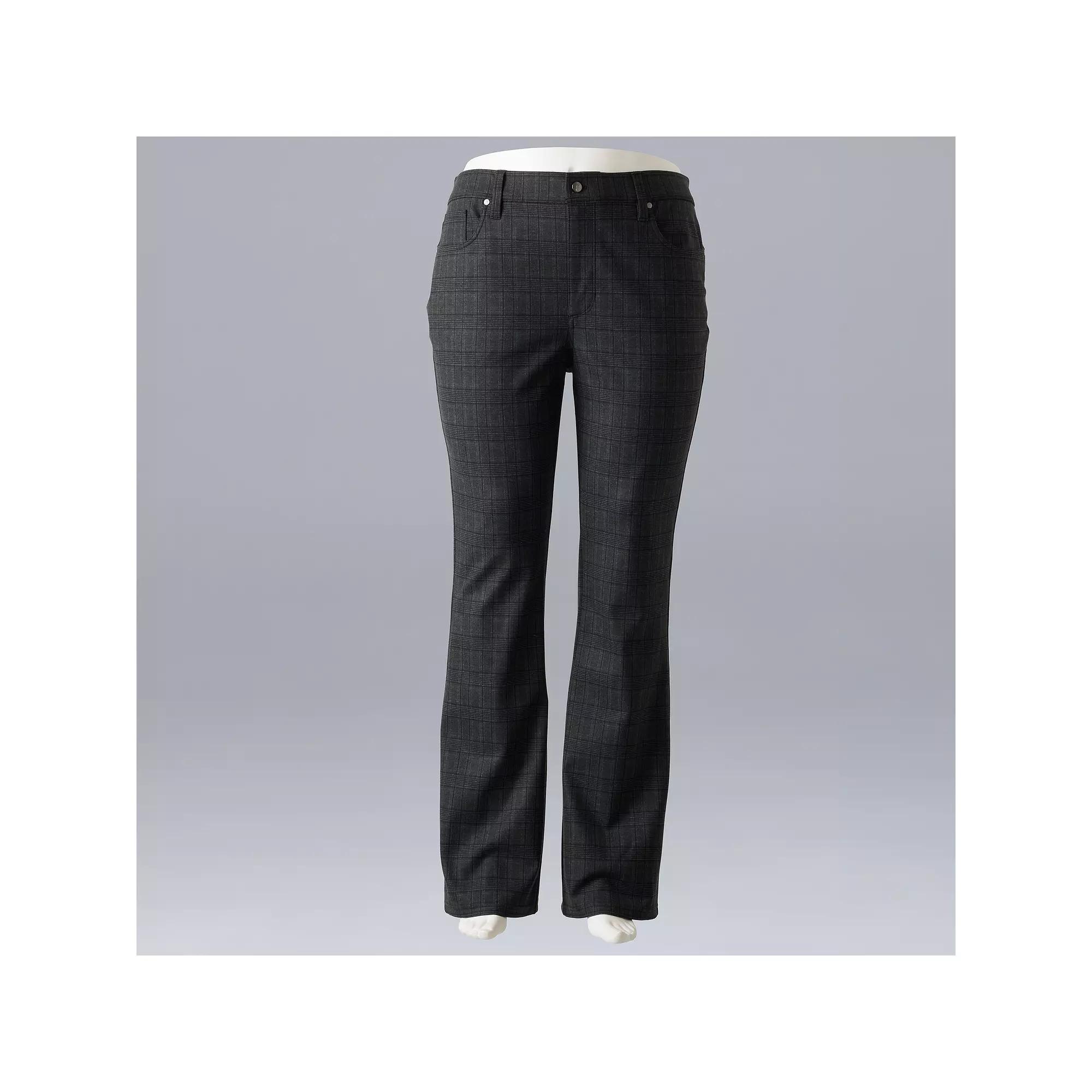 Plus Size Simply Vera Vera Wang Mid Rise 5-Pocket Ponte Bootcut Pants, Women's, Size: 4XL Short, Grey Plaid Product Image