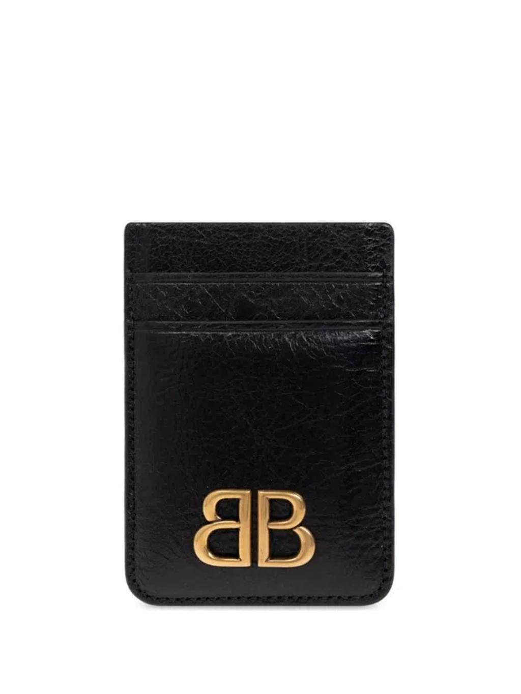 BALENCIAGA Leather Card Holder In Black Product Image