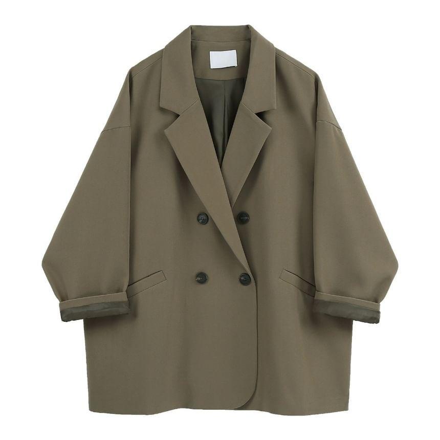 Plain Double-Breasted Blazer Product Image