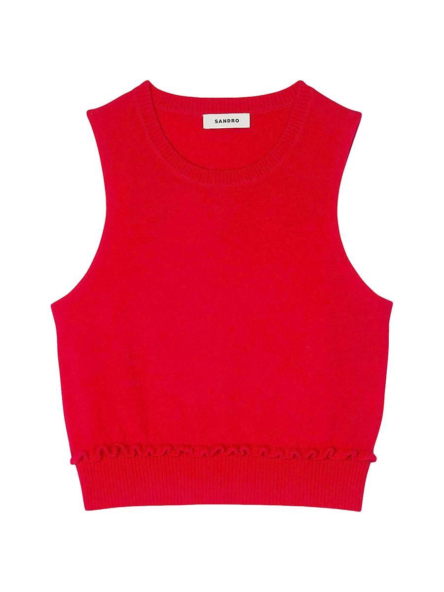 Womens Ruffled Cropped Jumper Product Image