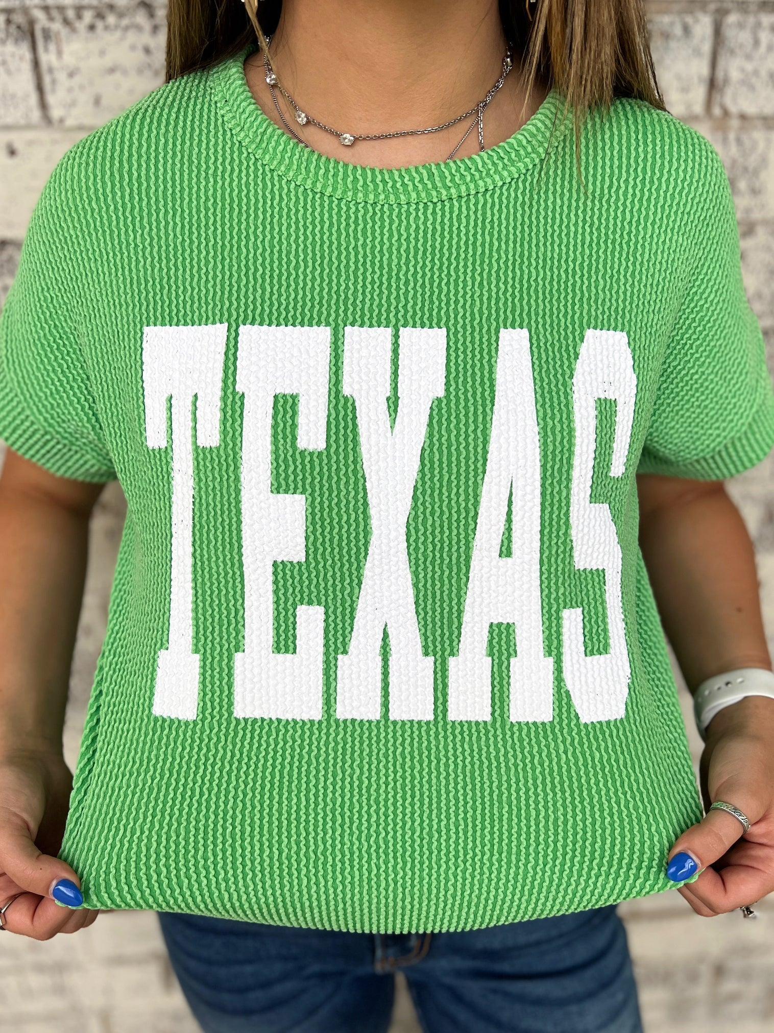 TEXAS Green Ribbed Top Product Image