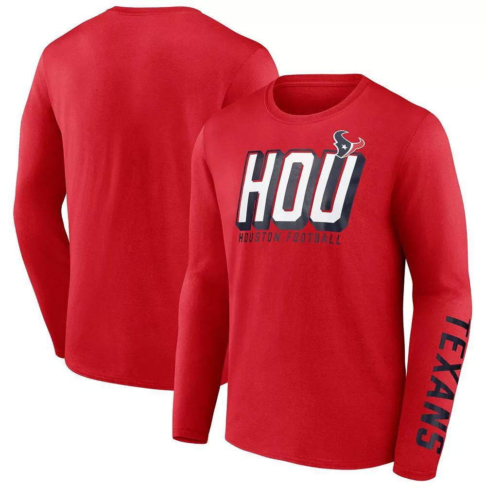 Men's Fanatics  Red Houston Texans Long Sleeve T-Shirt, Size: Small Product Image