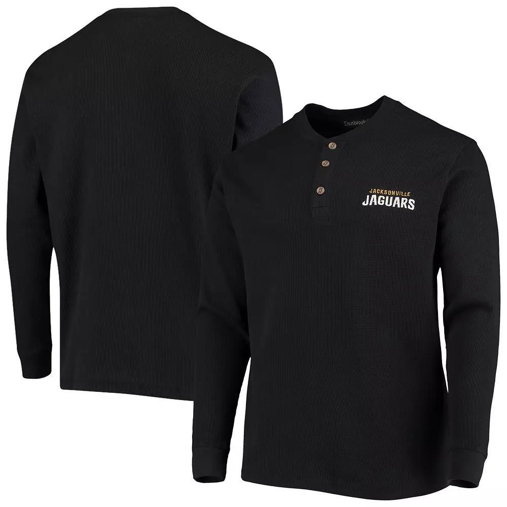 Men's Dunbrooke Black Jacksonville Jaguars Logo Maverick Thermal Henley Long Sleeve T-Shirt,  Product Image
