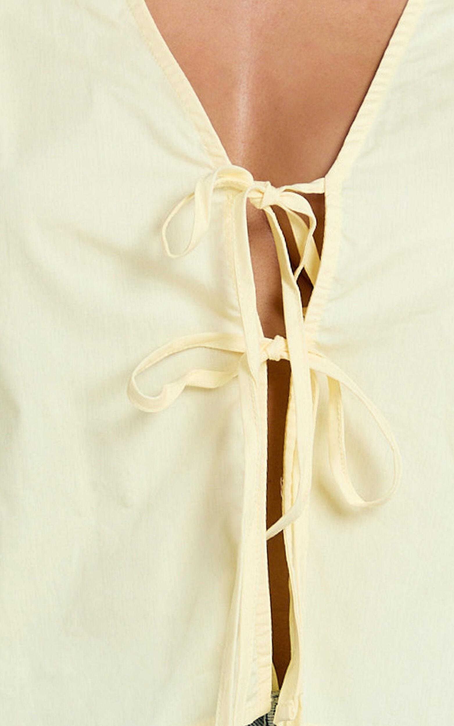 Dana Top - Bow Tie Front Puff Sleeve Blouse in Lemon Product Image