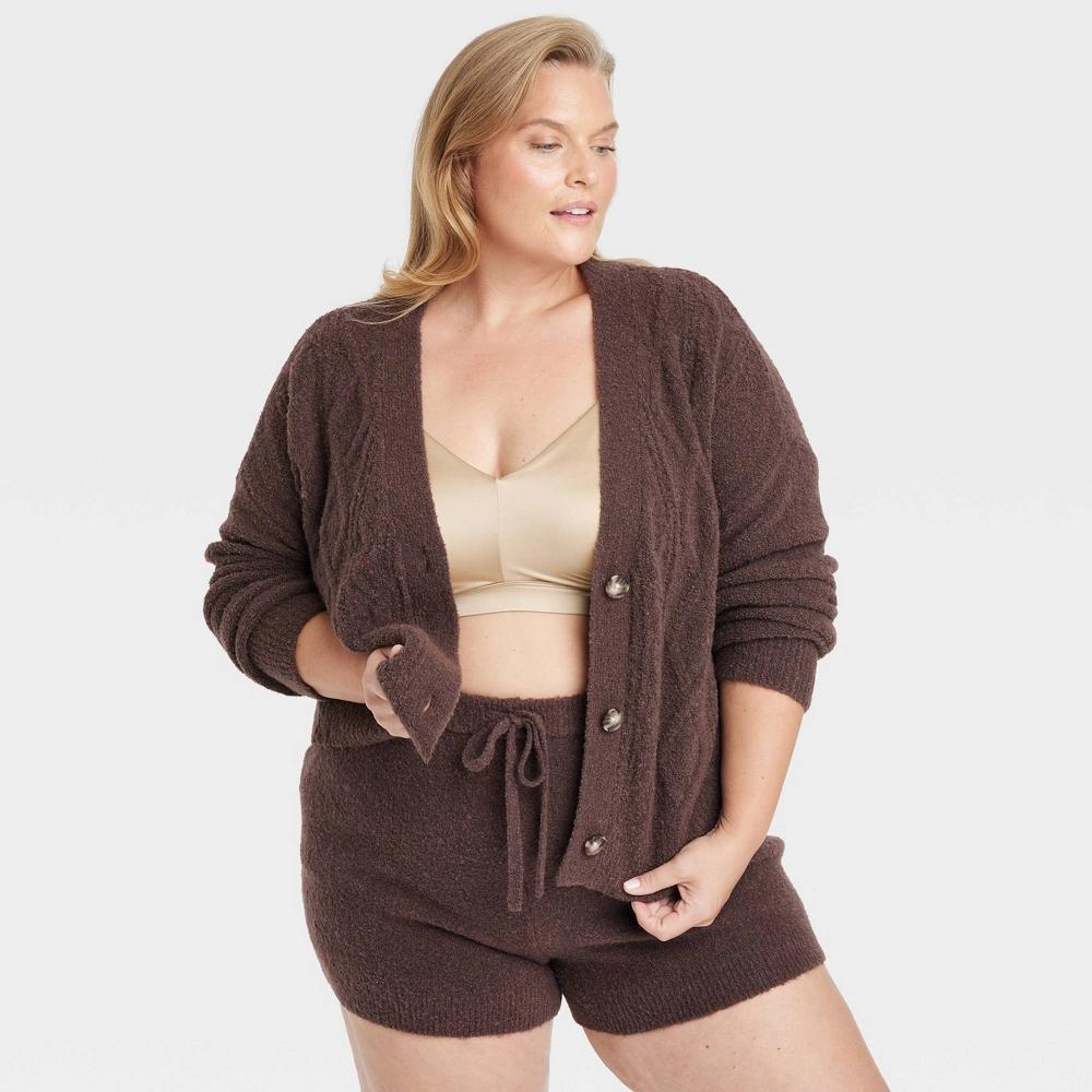 Women's Sweater Cardigan - Auden™ Brown 1X Product Image