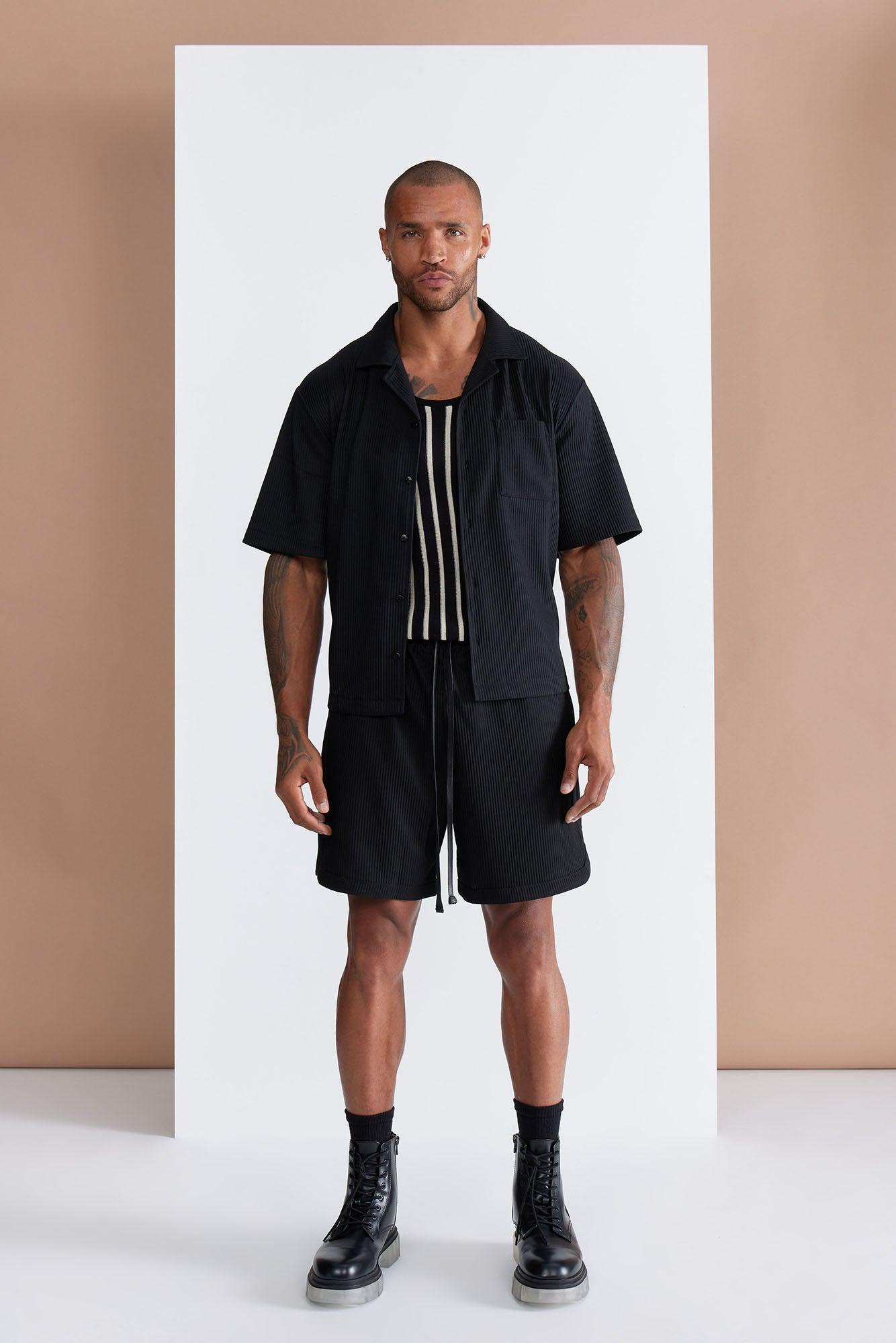 Show Up Short Sleeve Cuban Shirt - Black Product Image