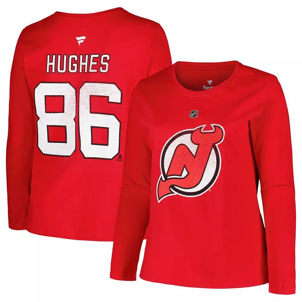 Women's Profile Jack Hughes Red New Jersey Devils Plus  Product Image