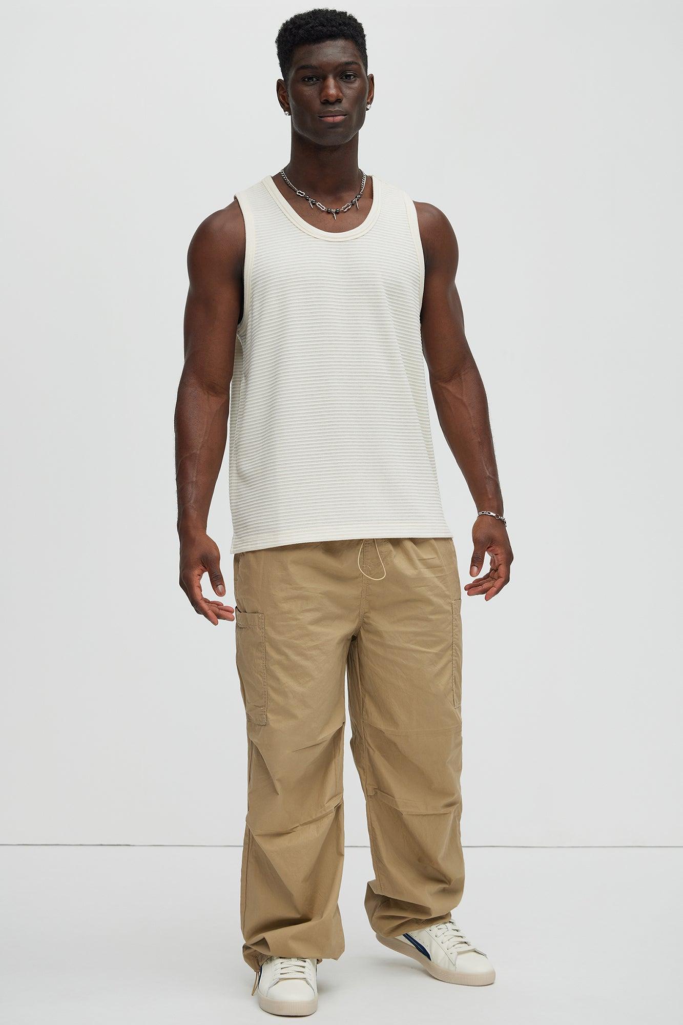 Athens Rib Textured Relaxed Tank - Cream Product Image