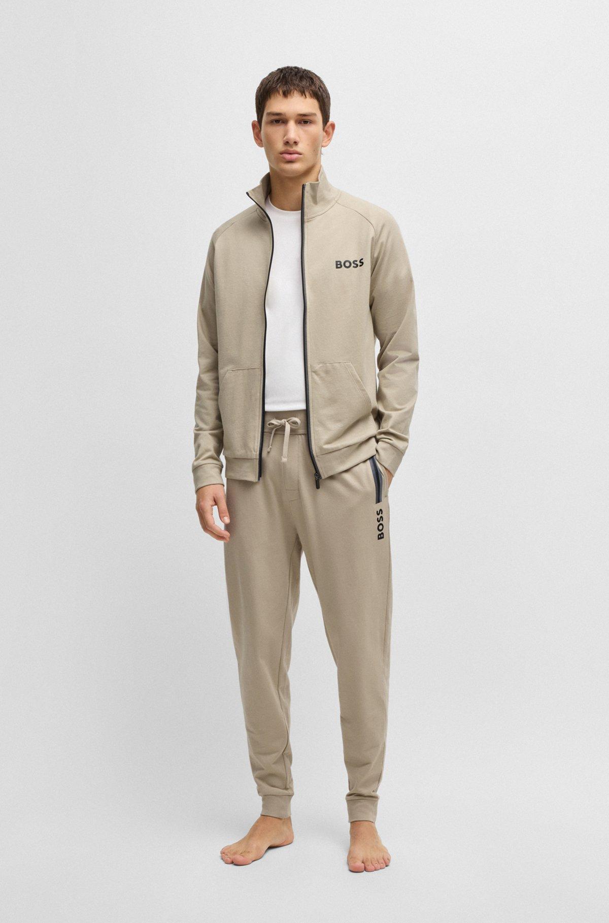 Drawcord tracksuit bottoms in cotton terry with logo print Product Image