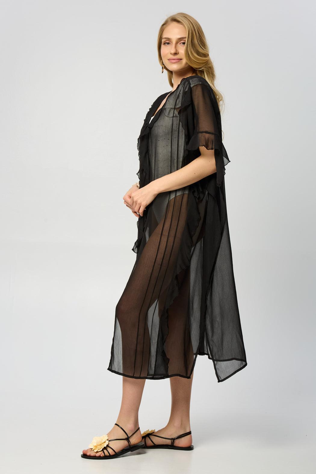 Ruffled Button Kaftan Cover Up Product Image