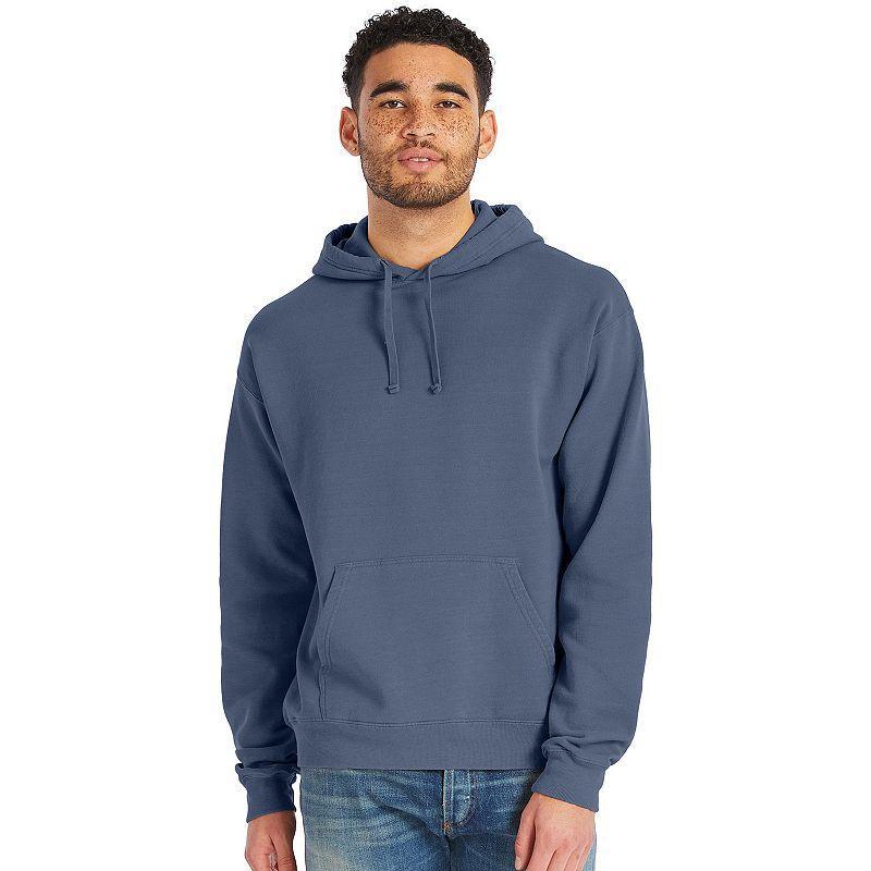 Hanes Mens Garment Dyed Fleece Hoodie Concrete Gray 2XL Product Image